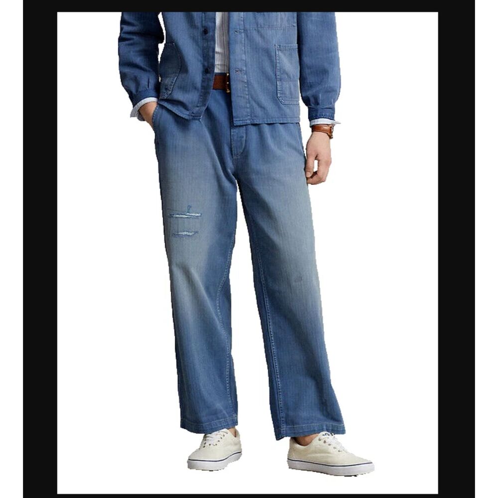Polo Ralph Lauren L118109 Mens Blue Burroughs Relaxed Fit Twill Pant Size 40x28